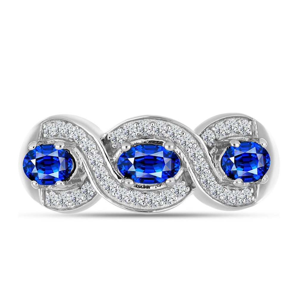 Anillo de Plata con Zafiro Azul Australiano y Topacio Blanco 5 