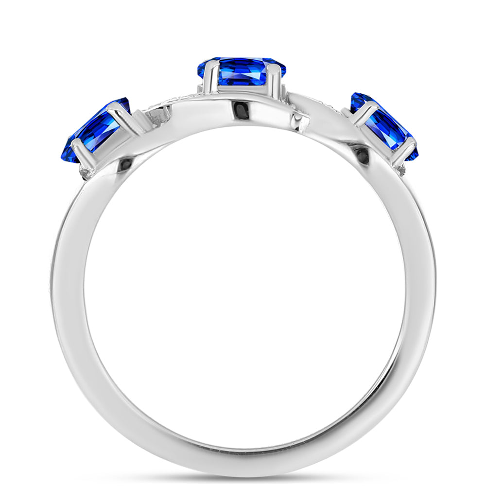 Anillo de Plata con Zafiro Azul Australiano y Topacio Blanco