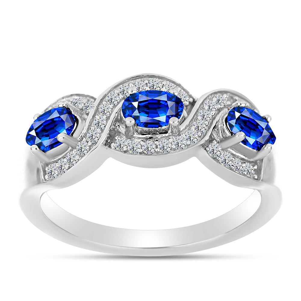 Anillo de Plata con Zafiro Azul Australiano y Topacio Blanco