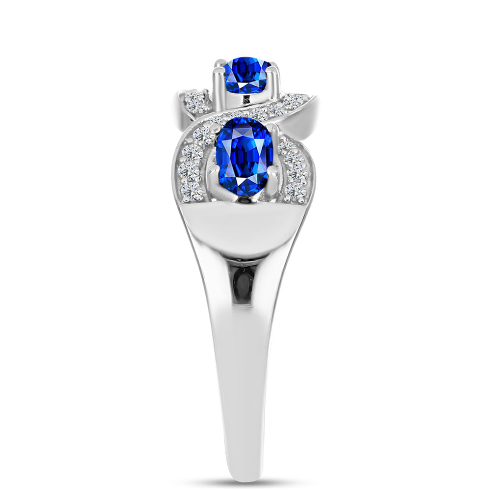 Anillo de Plata con Zafiro Azul Australiano y Topacio Blanco 4 
