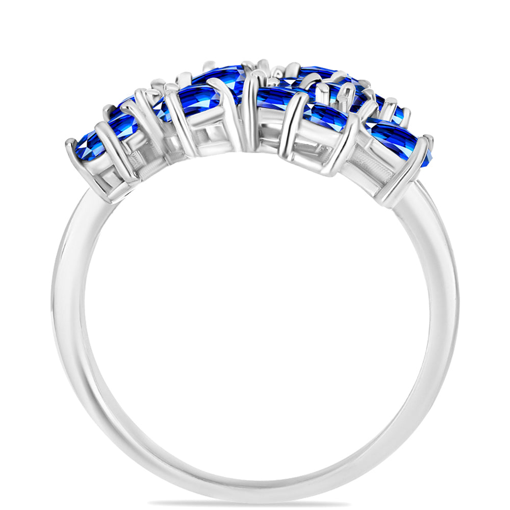 Anillo de Plata con Zafiro Azul Australiano y Topacio Blanco 6 
