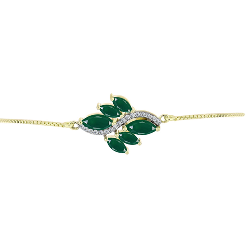 Pulsera de Plata Bañada en Oro con Ágata Verde 3 