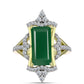 Anillo de Plata Bañada en Oro con Ágata Verde y Topacio Blanco