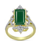Anillo de Plata Bañada en Oro con Ágata Verde y Topacio Blanco