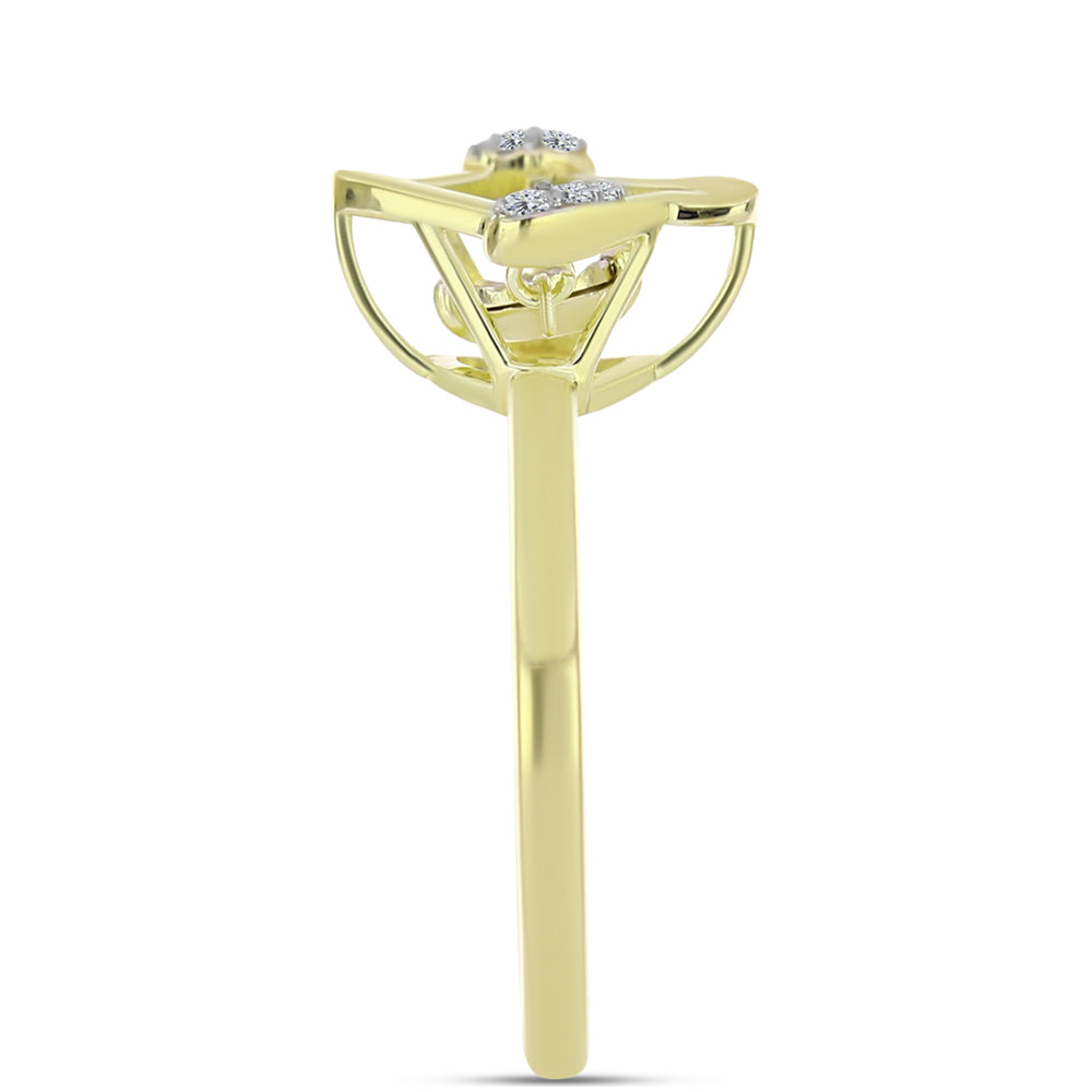 Anillo de Plata Bañada en Oro con Diamante blanco y Topacio Blanco 4 