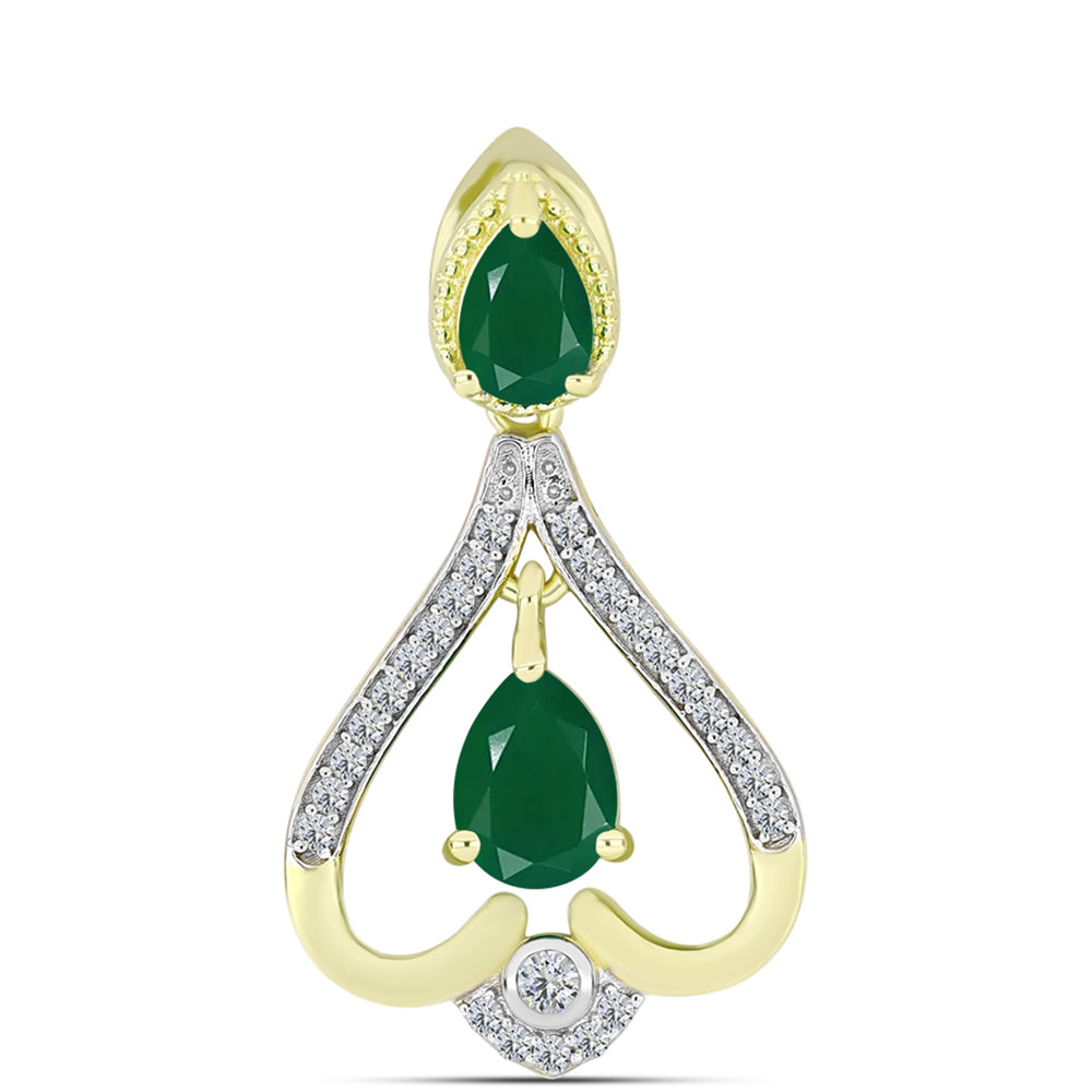 Colgante de Plata Bañada en Oro con Ágata Verde