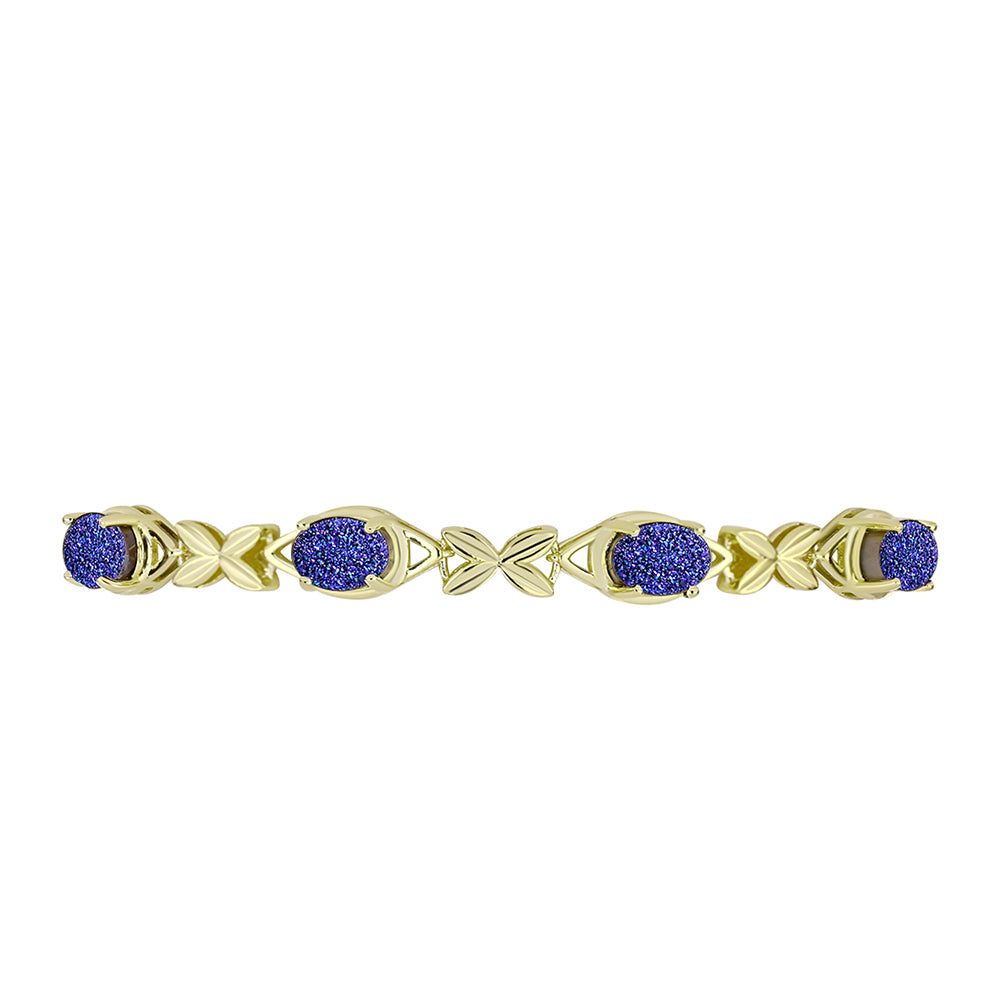 Pulsera de Plata Bañada en Oro con Drusa Purpura