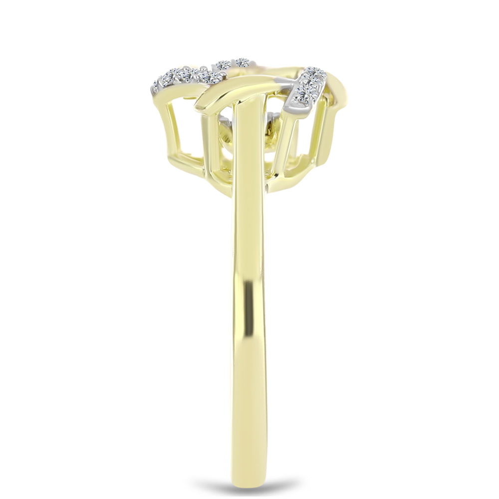 Anillo de Plata Bañada en Oro con Diamante blanco y Topacio Blanco 4 
