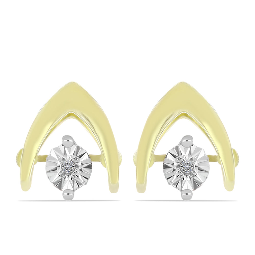 Pendientes de Plata Bañada en Oro con Diamante blanco