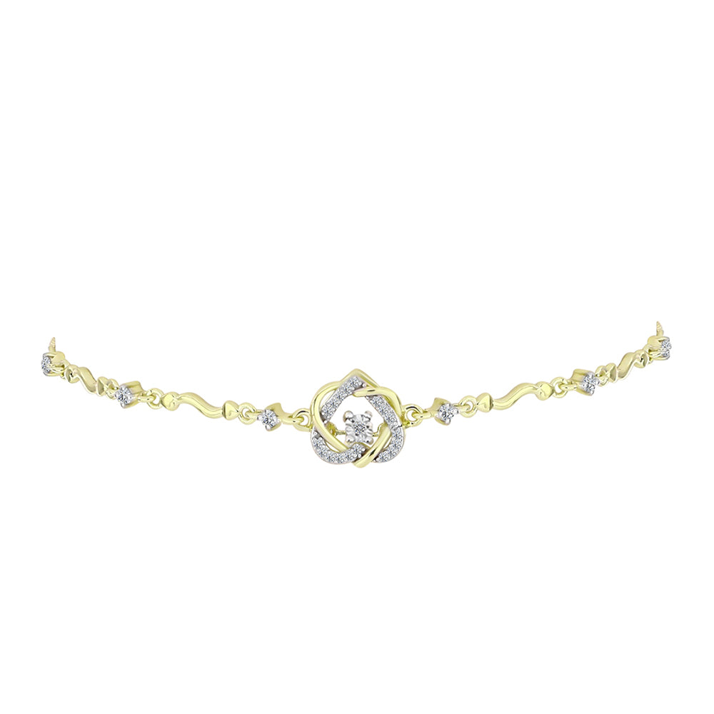 Pulsera de Plata Bañada en Oro con Diamante blanco y Topacio Blanco 2 