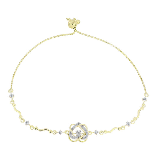 Pulsera de Plata Bañada en Oro con Diamante blanco y Topacio Blanco