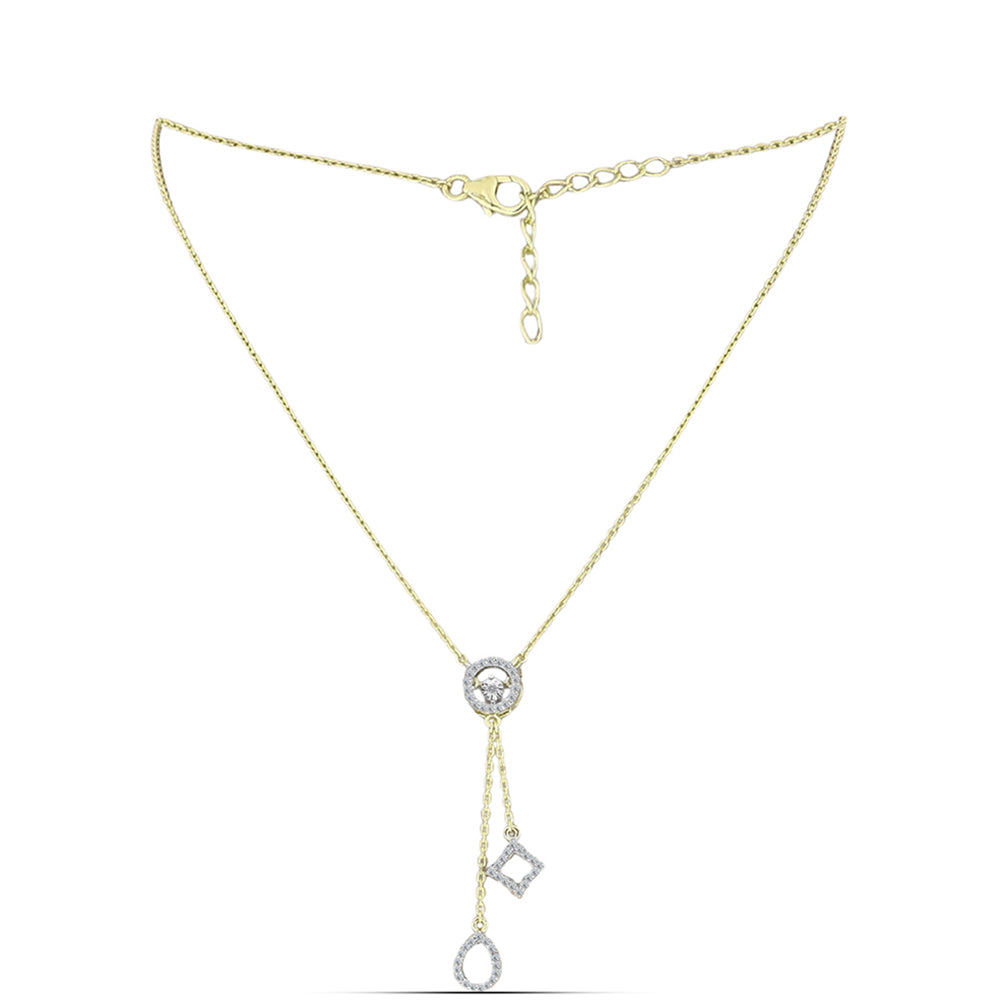 Collar de Plata Bañada en Oro con Diamante blanco y Topacio Blanco 2 