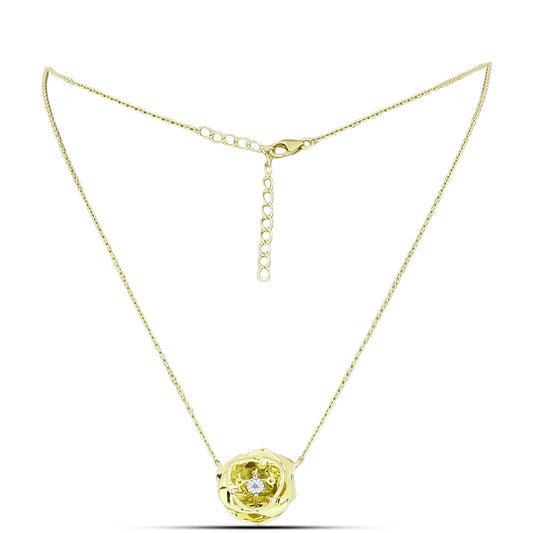 Collar de Plata Bañada en Oro con Diamante blanco