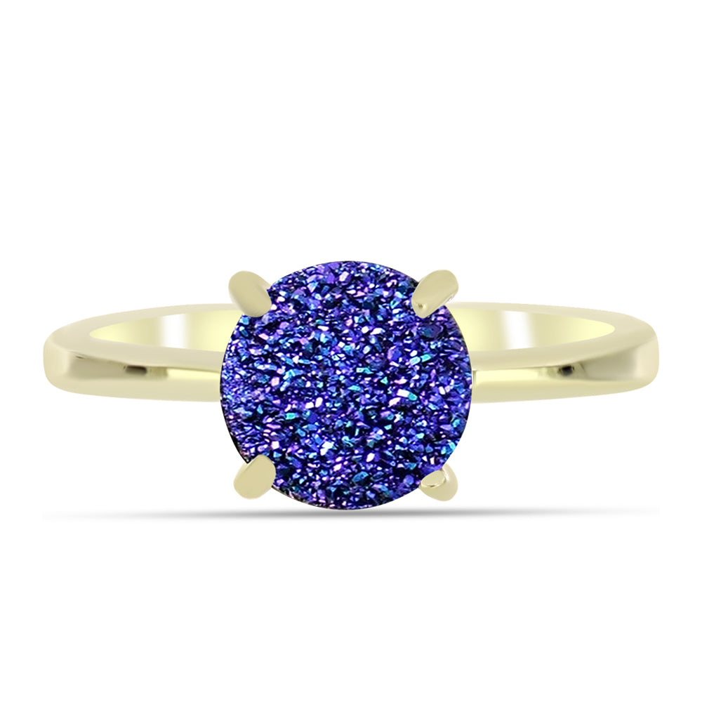 Anillo de Plata Bañada en Oro con Drusa Purpura 1 