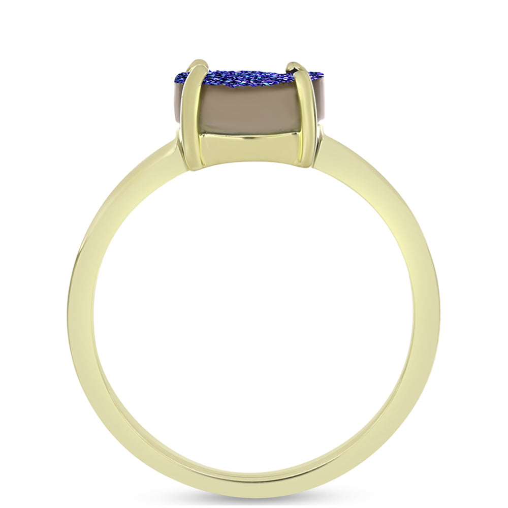 Anillo de Plata Bañada en Oro con Drusa Purpura 6 