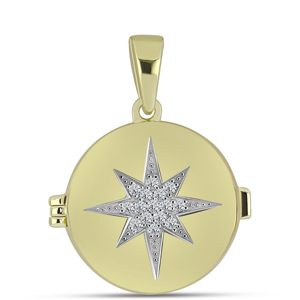 Colgante de Plata Bañada en Oro con Diamante blanco