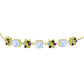 Pulsera de Plata Bañada en Oro con Piedra Lunar Arco Iris y Amatista de Marruecos