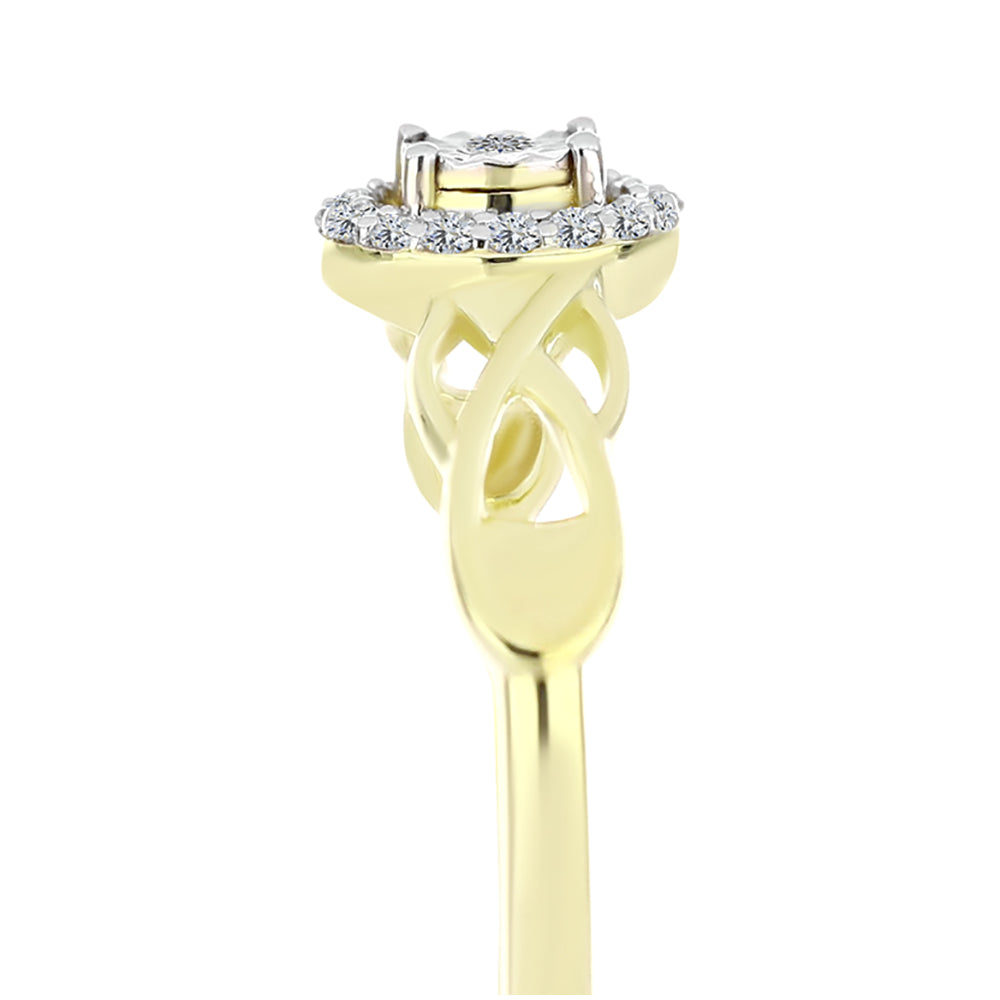 Anillo de Plata Bañada en Oro con Diamante blanco y Topacio Blanco 4 
