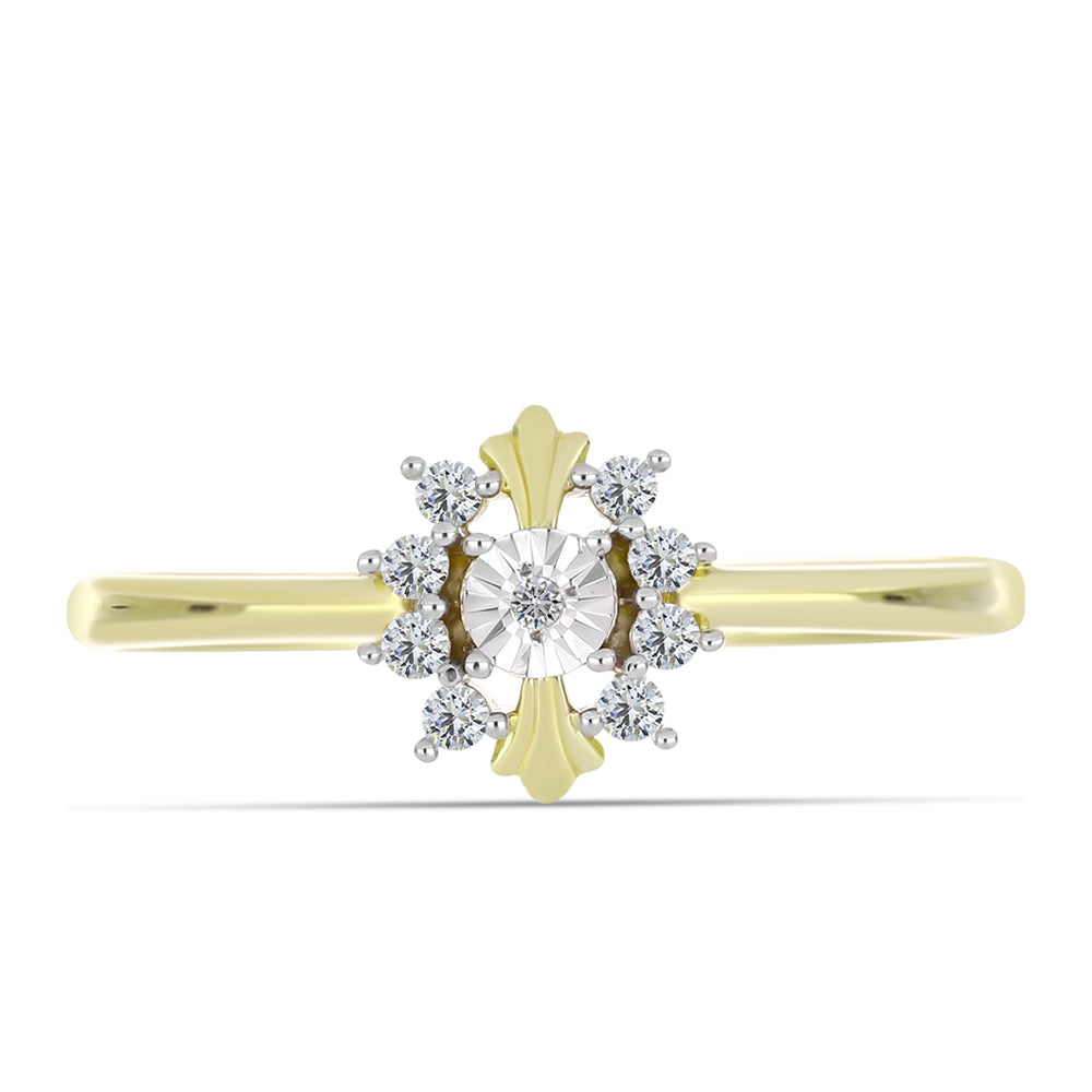 Anillo de Plata Bañada en Oro con Diamante blanco y Topacio Blanco 1 