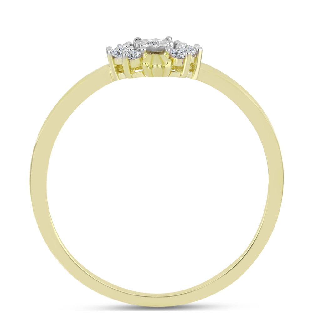 Anillo de Plata Bañada en Oro con Diamante blanco y Topacio Blanco 2 