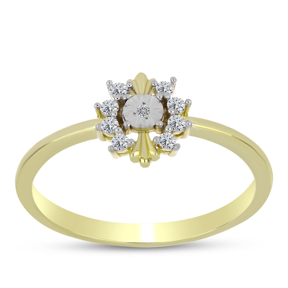 Anillo de Plata Bañada en Oro con Diamante blanco y Topacio Blanco