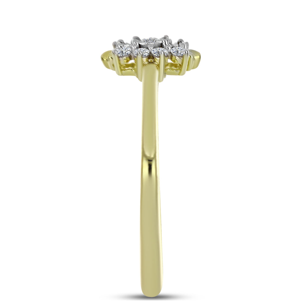 Anillo de Plata Bañada en Oro con Diamante blanco y Topacio Blanco 4 