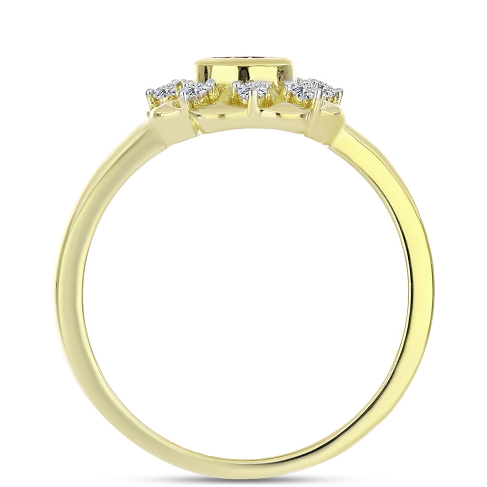 Anillo de Plata Bañada en Oro con Diamante blanco y Topacio Blanco