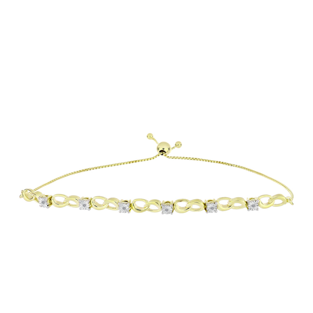 Pulsera de Plata Bañada en Oro con Diamante blanco 1 