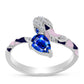 Anillo de Plata con Zafiro Azul Australiano y Topacio Blanco