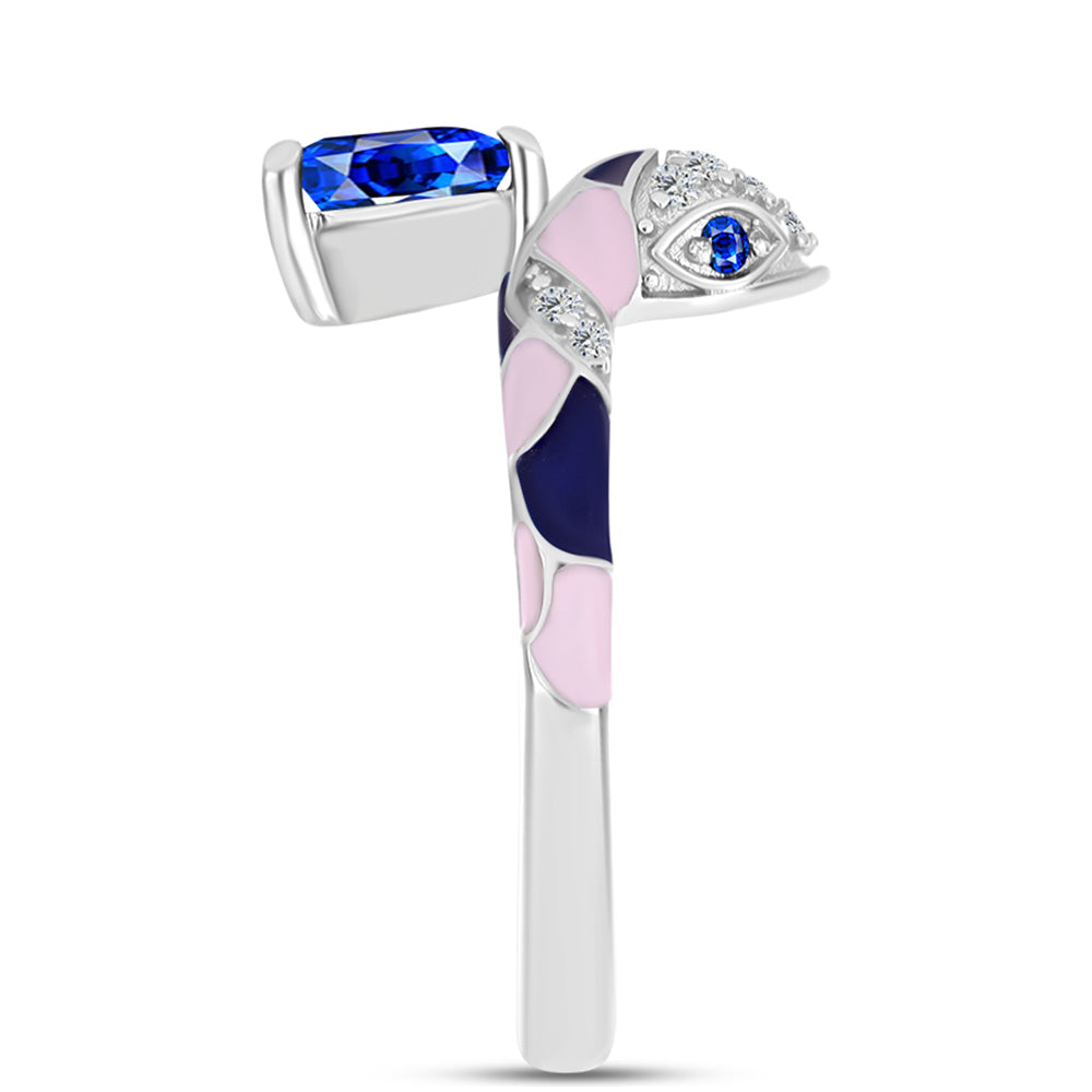 Anillo de Plata con Zafiro Azul Australiano y Topacio Blanco 8 