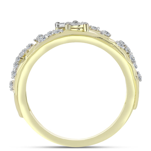 Anillo de Plata Bañada en Oro con Diamante blanco y Topacio Blanco