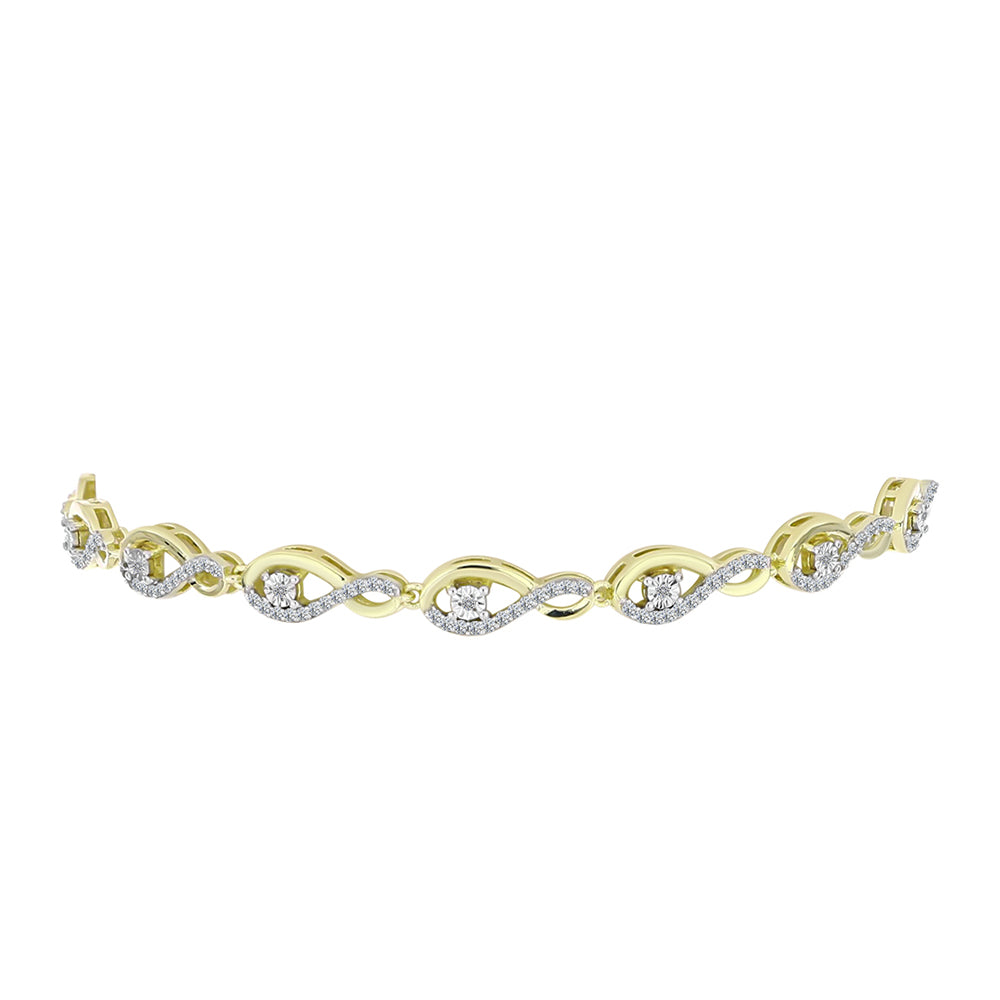 Pulsera de Plata Bañada en Oro con Diamante blanco y Topacio Blanco 5 