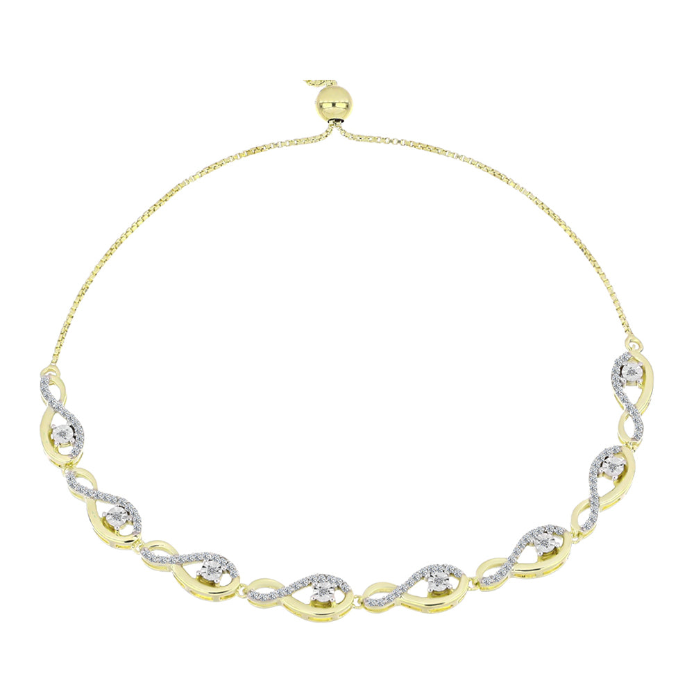 Pulsera de Plata Bañada en Oro con Diamante blanco y Topacio Blanco 2 