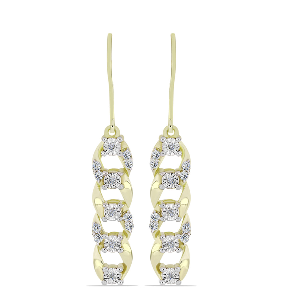 Pendientes de Plata Bañada en Oro con Diamante blanco y Topacio Blanco