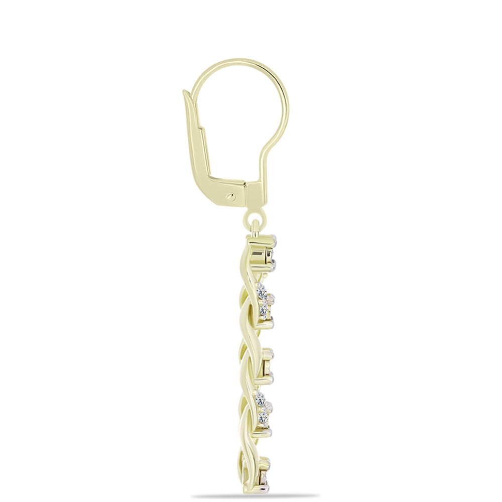 Pendientes de Plata Bañada en Oro con Diamante blanco y Topacio Blanco 6 