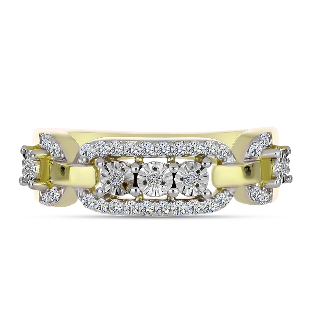 Anillo de Plata Bañada en Oro con Diamante blanco y Topacio Blanco 1 