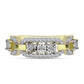 Anillo de Plata Bañada en Oro con Diamante blanco y Topacio Blanco