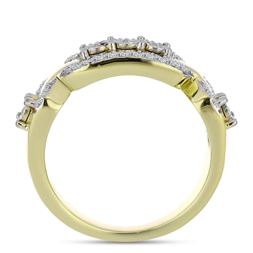 Anillo de Plata Bañada en Oro con Diamante blanco y Topacio Blanco 6 
