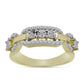 Anillo de Plata Bañada en Oro con Diamante blanco y Topacio Blanco