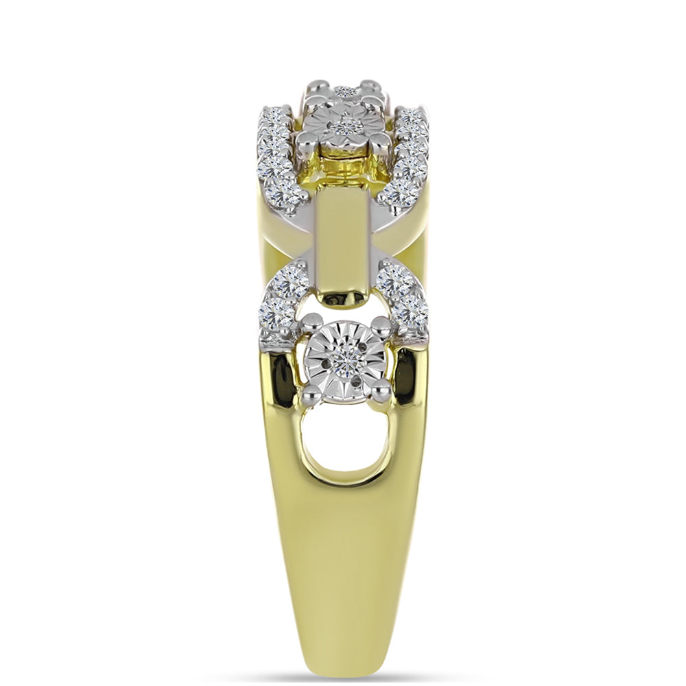 Anillo de Plata Bañada en Oro con Diamante blanco y Topacio Blanco