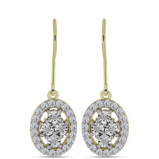 Pendientes de Plata Bañada en Oro con Diamante blanco y Topacio Blanco