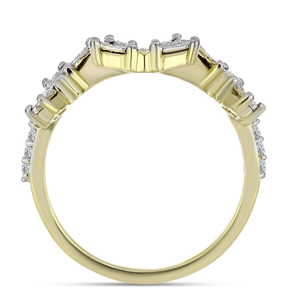 Anillo de Plata Bañada en Oro con Diamante blanco y Topacio Blanco 2 