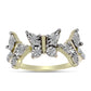 Anillo de Plata Bañada en Oro con Diamante blanco y Topacio Blanco