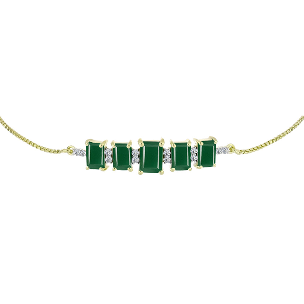 Pulsera de Plata Bañada en Oro con Ágata Verde 3 