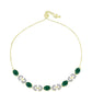 Pulsera de Plata Bañada en Oro con Ágata Verde y Topacio Blanco