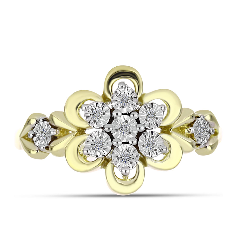 Anillo de Plata Bañada en Oro con Diamante blanco 5 
