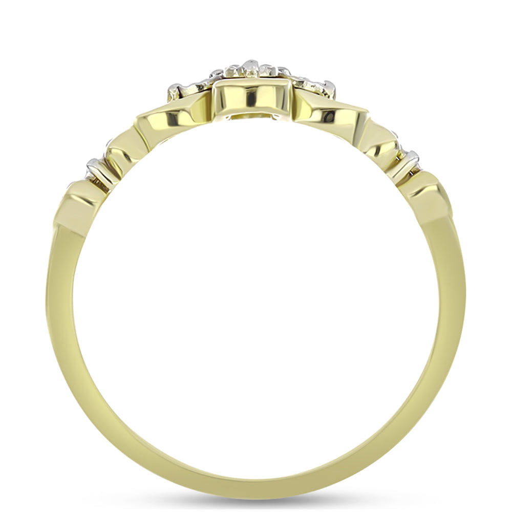 Anillo de Plata Bañada en Oro con Diamante blanco 10 