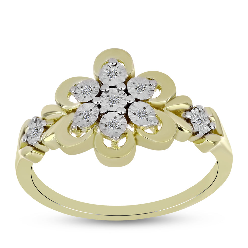 Anillo de Plata Bañada en Oro con Diamante blanco 3 