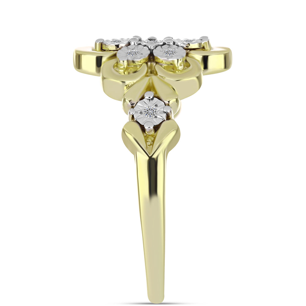Anillo de Plata Bañada en Oro con Diamante blanco 8 