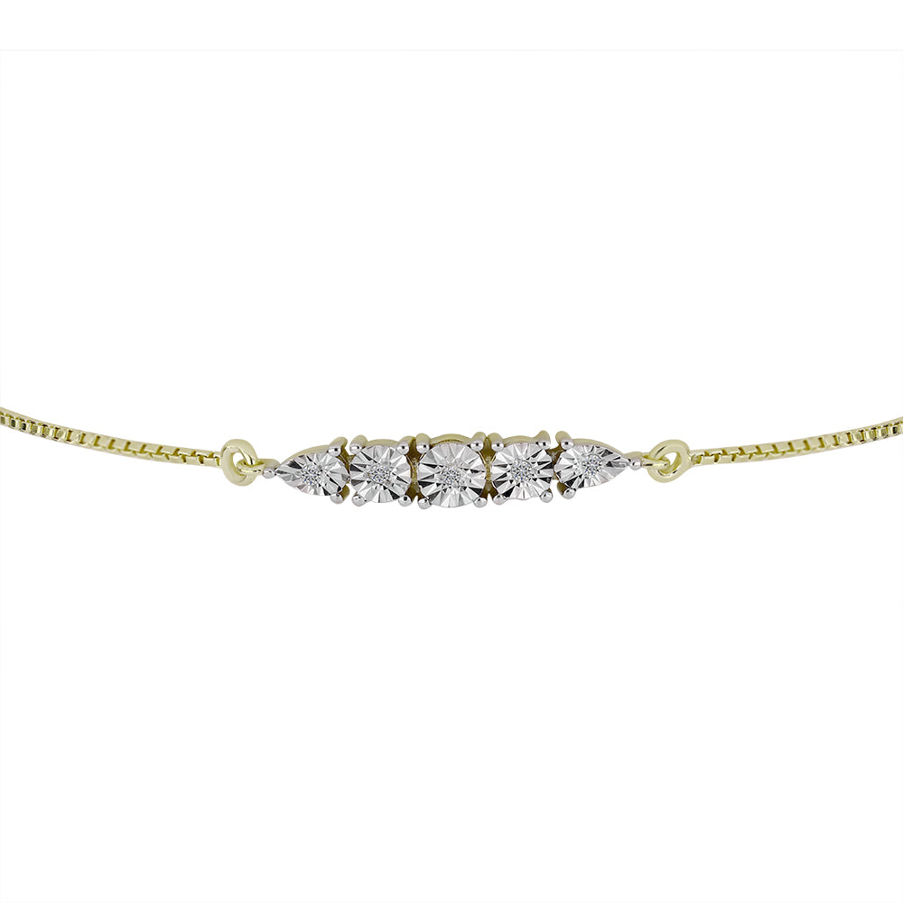Pulsera de Plata Bañada en Oro con Diamante blanco 2 